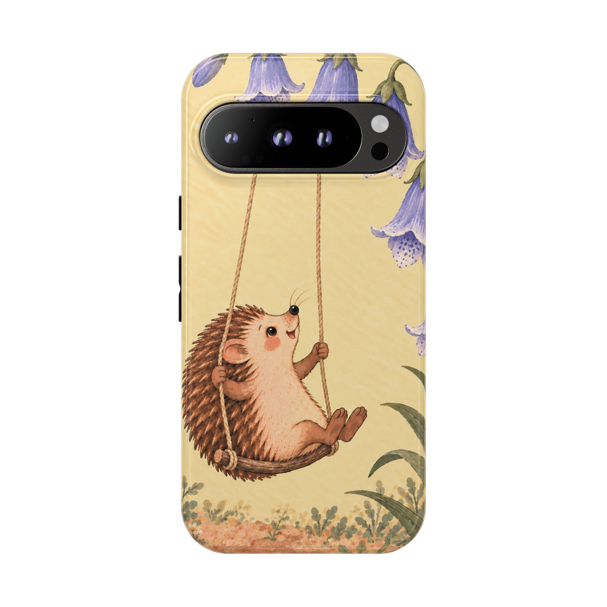 Whimsical Buttercream Hedgehog and Bluebell Phone Case - Yellow Phone Case - Google Pixel 9 Pro / Glossy