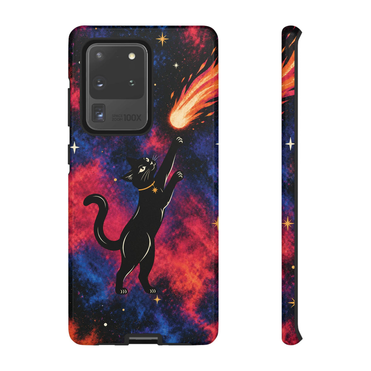 Whimsical Multicolour Celestial Black Cat Phone Case