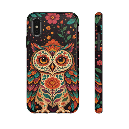 Vibrant Terracotta and Teal Calavera Owl Phone Case - Multicolor Phone Case - iPhone XS / Glossy