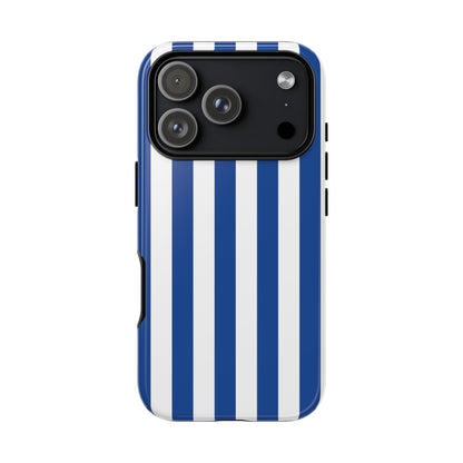 iPhone 17 Pro / Glossy Phone Case - Simple Blue & White Stripe Pattern Phone Case