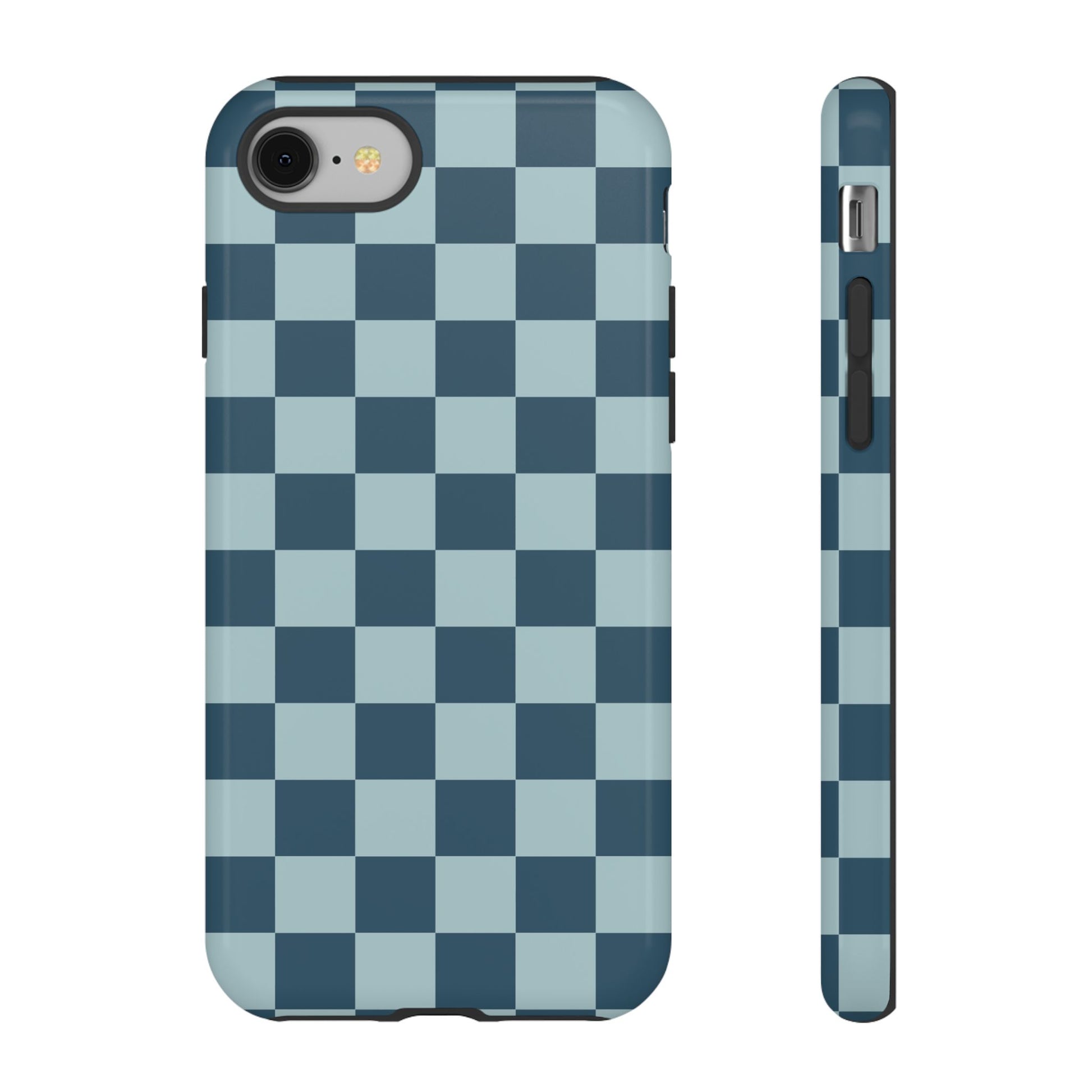 Blue Checked Pattern Phone Case - Blue Phone Case - iPhone 8 / Glossy