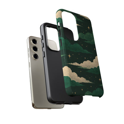 Illustrated Emerald Green Clouds & Stars Phone Case