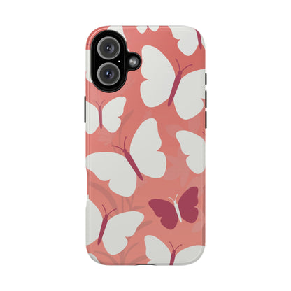 Minimalist Pink Butterfly Pattern Phone Case - Pink Phone Case - iPhone 16 Plus / Glossy