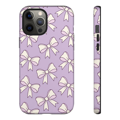 Chic Lilac Bow Pattern Phone Case