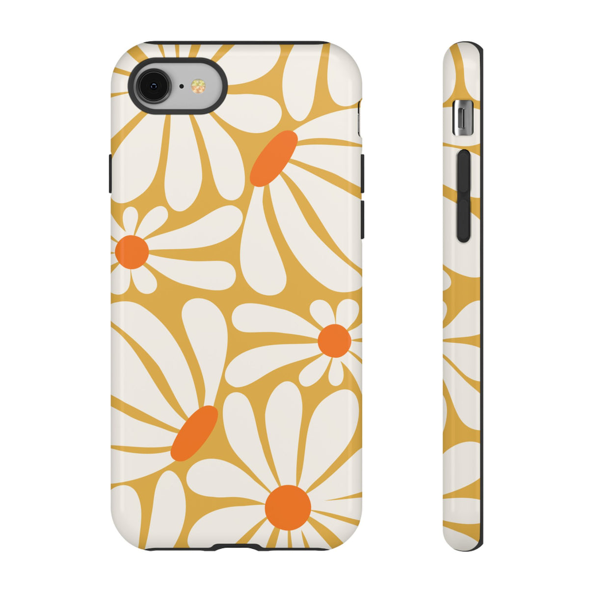Retro Yellow Daisy Pattern Phone Case - Yellow Phone Case - iPhone 8 / Glossy
