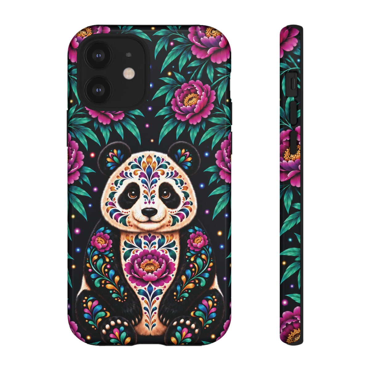 Cute Purple and Teal Calavera Panda Phone Case - Multicolor Phone Case - iPhone 12 / Glossy