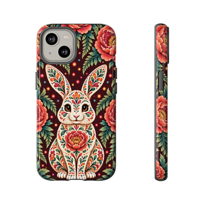 Cute Terracotta and Teal Calavera Bunny Phone Case - Phone Case - iPhone 14 / Glossy
