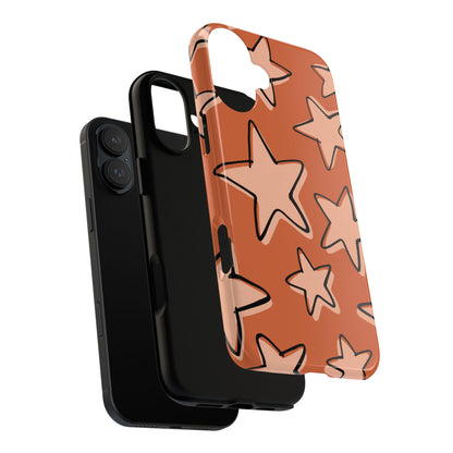 Burnt Orange Doodle Star Phone Case