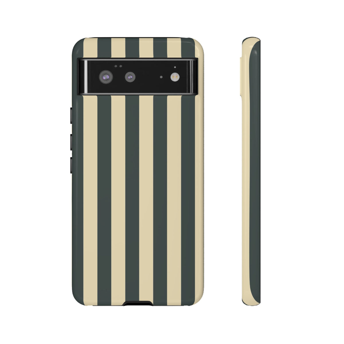 Green & Beige Stripe Pattern Phone Case - Green Phone Case - Google Pixel 6 / Glossy