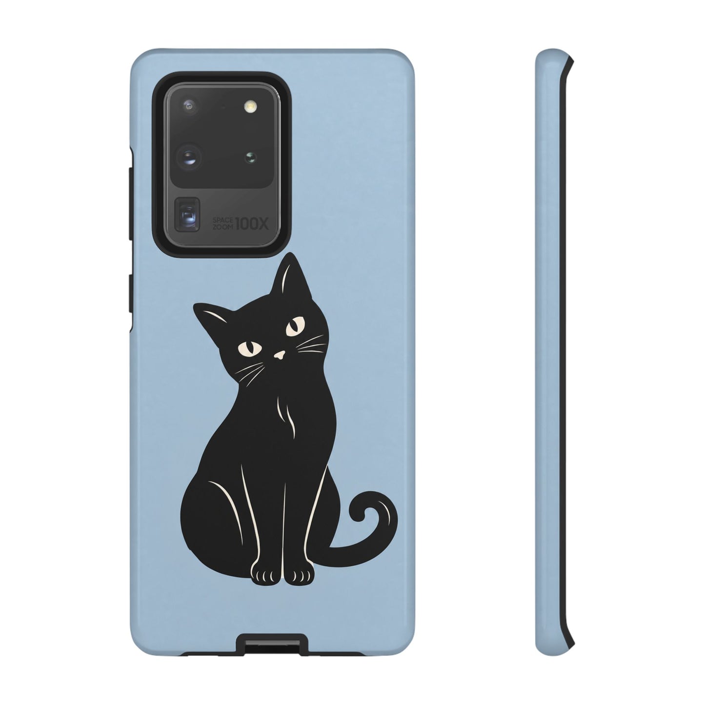 Minimalist Powder Blue & Black Cat Phone Case