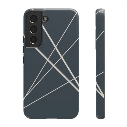 Abstract Blue with Beige Lines Phone Case - Blue Phone Case - Samsung Galaxy S22 / Glossy