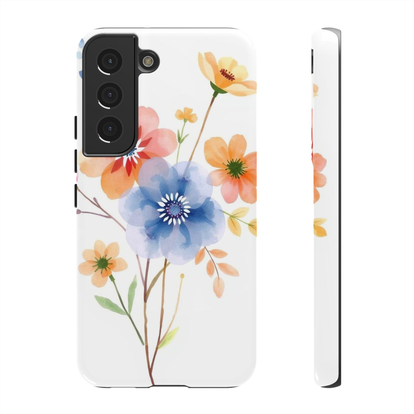 Samsung Galaxy S22 / Glossy Phone Case - Boho Chic Watercolour Bouquet Pattern Phone Case