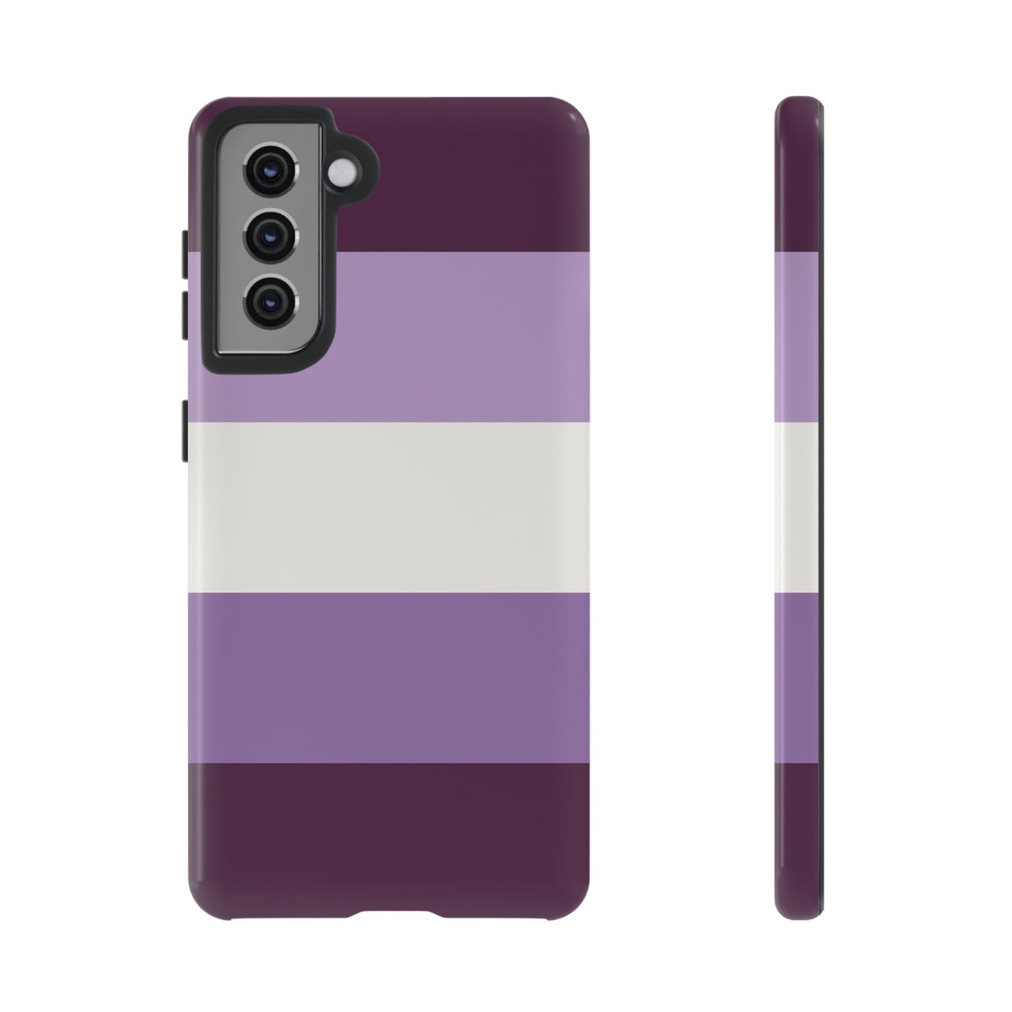 Samsung Galaxy S21 / Glossy Phone Case - Purple Stripe Pattern Phone Case