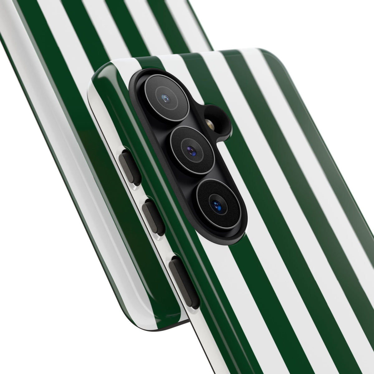 Simple Dark Green & White Stripe Pattern Phone Case - Green Phone Case