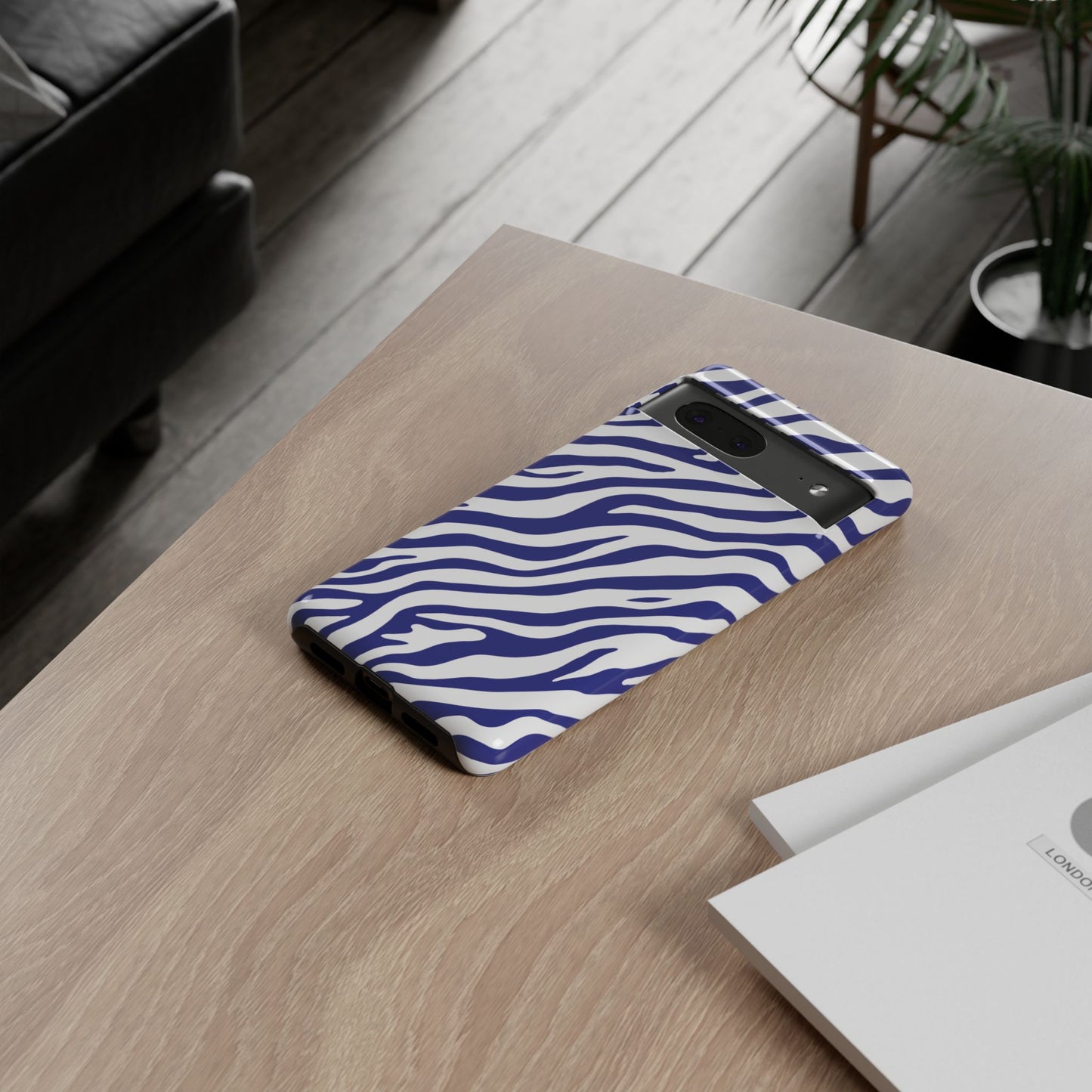 Stylish Electric Blue Zebra Print Phone Case