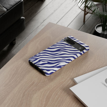 Stylish Electric Blue Zebra Print Phone Case