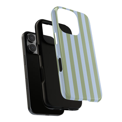 Phone Case - Trendy Ice Blue & Green Stripe Pattern Phone Case