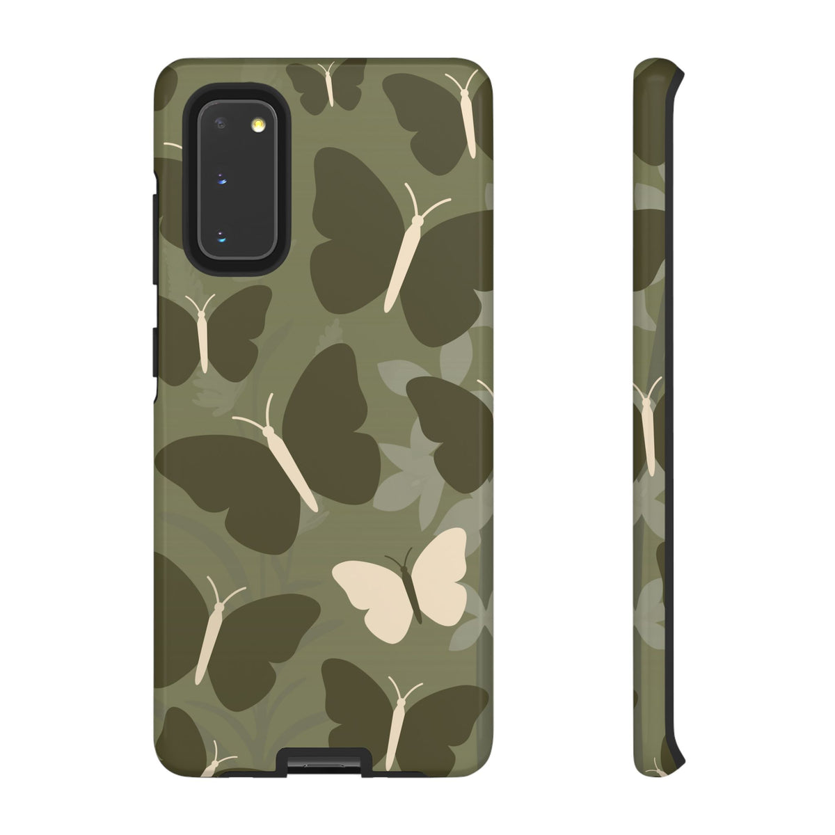 Minimalist Olive Green Butterfly Pattern Phone Case - Green Phone Case - Samsung Galaxy S20 / Glossy