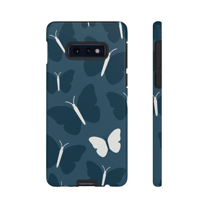 Minimalist Dark Blue Butterfly Pattern Phone Case - Blue Phone Case