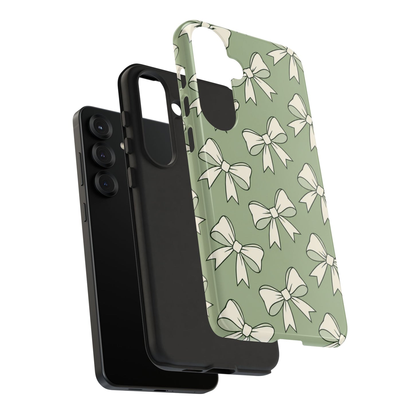 Chic Sage Green Bow Pattern Phone Case