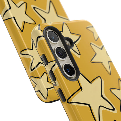 Golden Yellow Doodle Star Phone Case