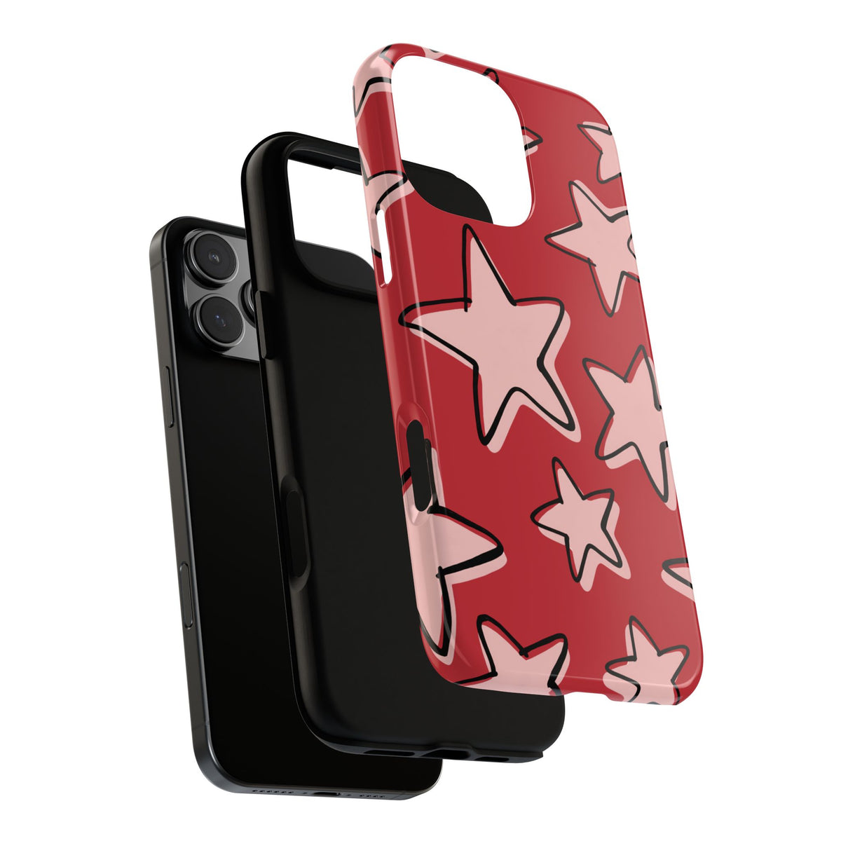 Cherry Red Doodle Star Phone Case