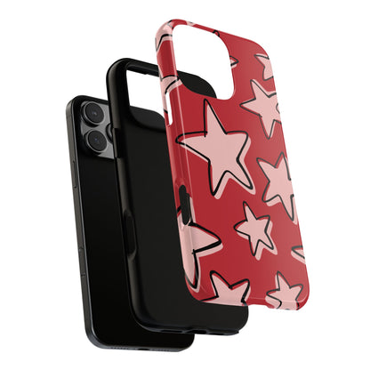 Cherry Red Doodle Star Phone Case