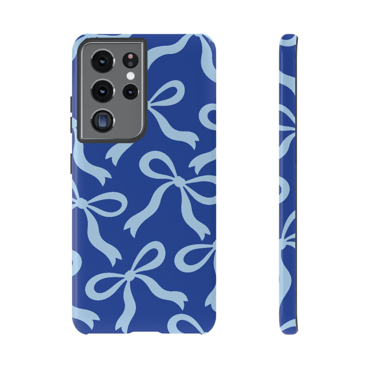 Bold Cobalt Blue and Powder Blue Bow Pattern Phone Case - Blue Phone Case - Samsung Galaxy S21 Ultra / Glossy
