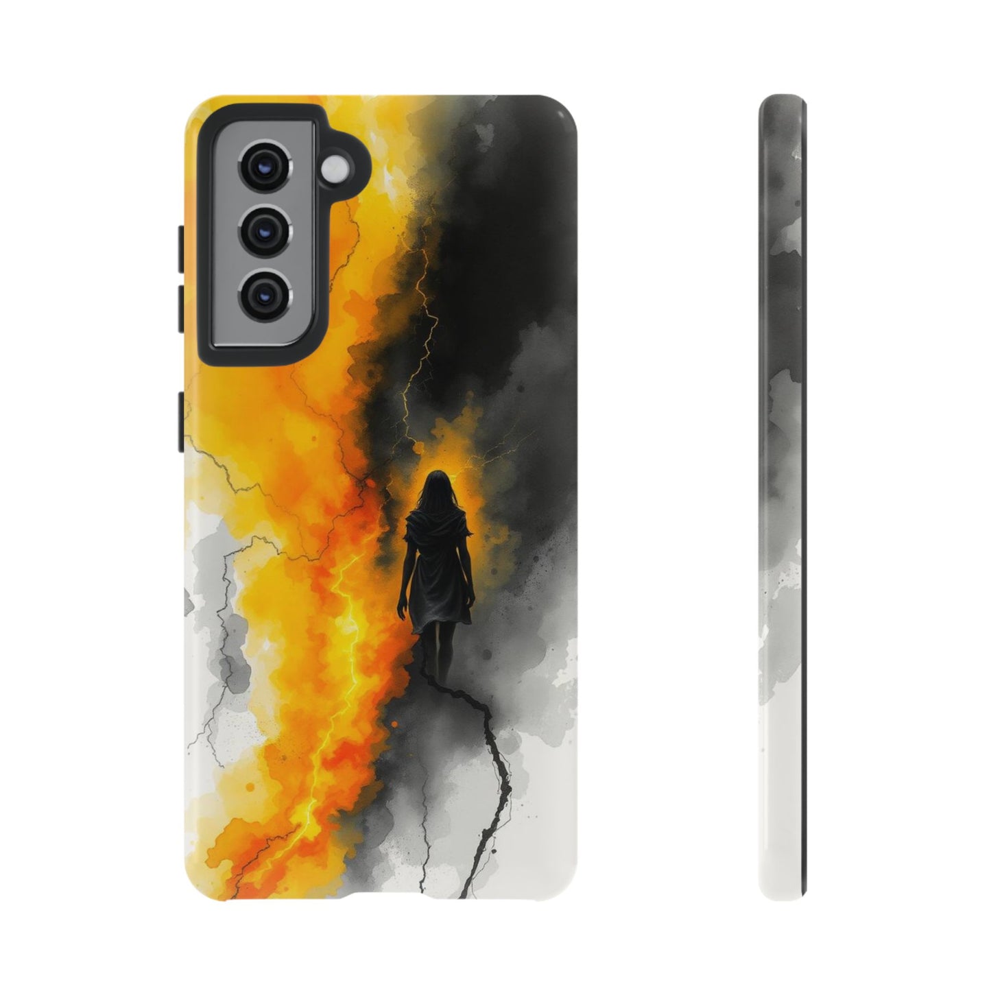 Samsung Galaxy S21 / Glossy Phone Case - Watercolour Gothic Silhouette of a Woman Phone Case