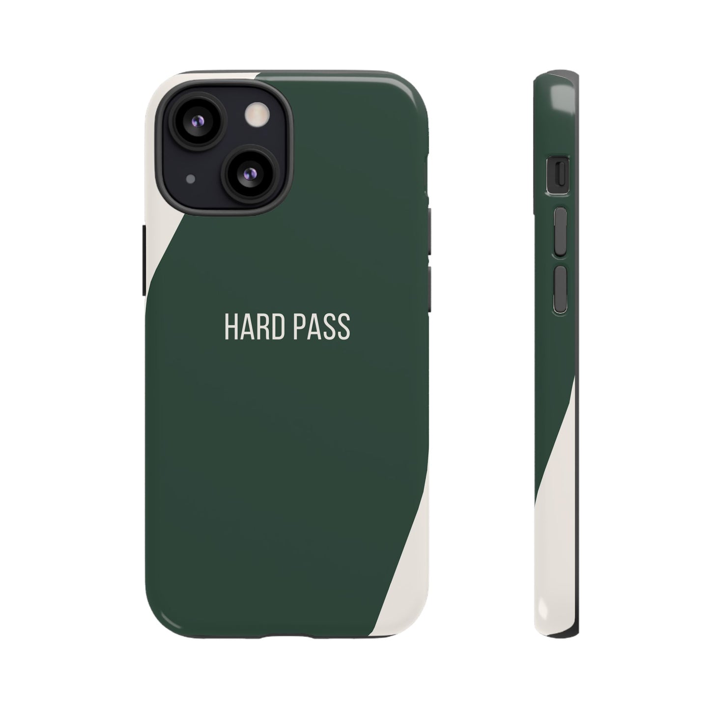 iPhone 13 Mini / Glossy Phone Case - Sassy Statement Case ’Hard Pass’ in Green & White