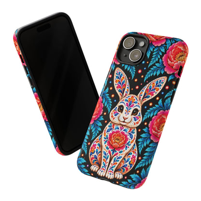 Cute Pink and Turquoise Calavera Bunny Phone Case - Multicolor Phone Case