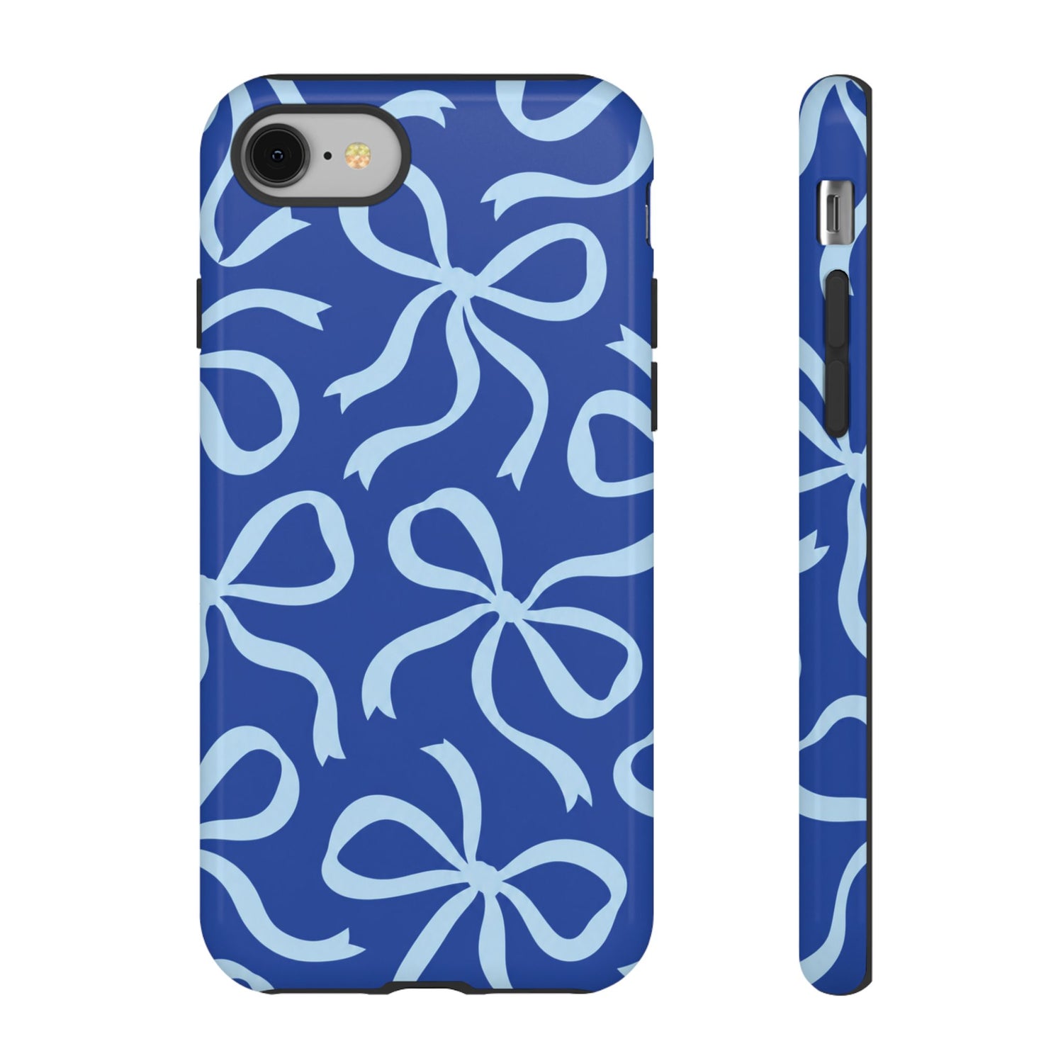 Bold Cobalt Blue and Powder Blue Bow Pattern Phone Case