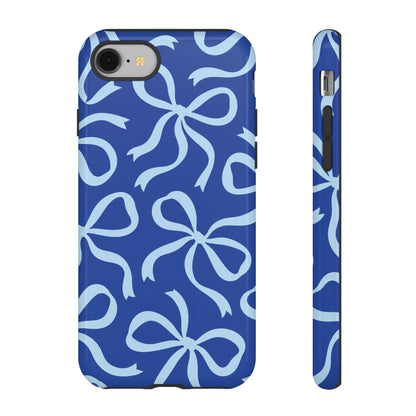 Bold Cobalt Blue and Powder Blue Bow Pattern Phone Case