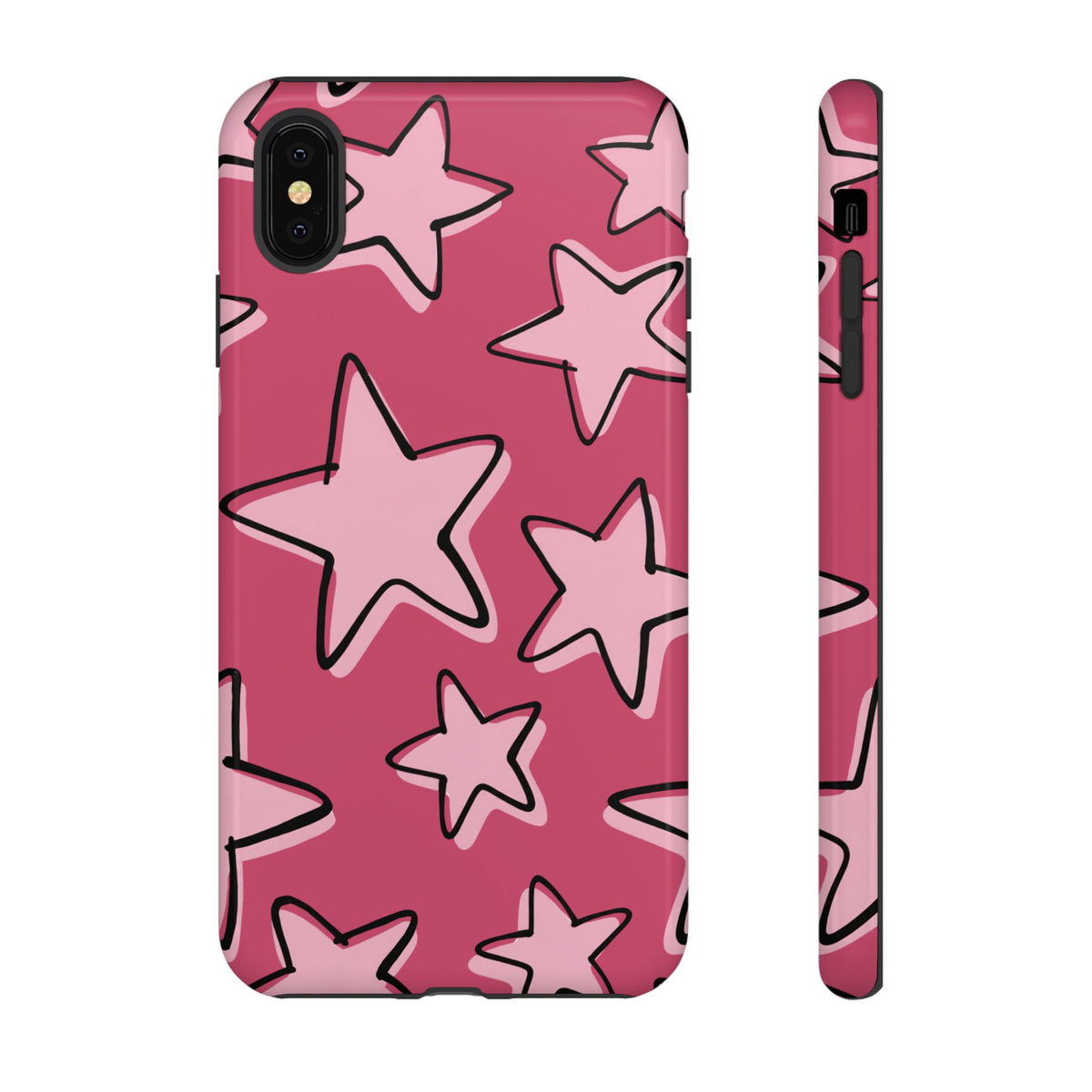 Raspberry Pink Doodle Star Phone Case