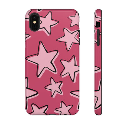 Raspberry Pink Doodle Star Phone Case