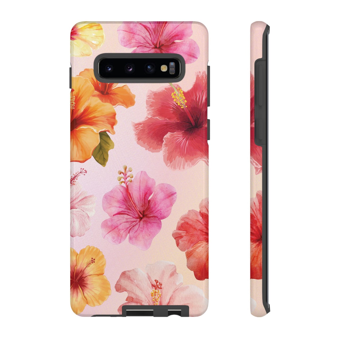 Samsung Galaxy S10 Plus / Glossy Phone Case - ’Pink Hibiscus Pattern #2’ Phone Case