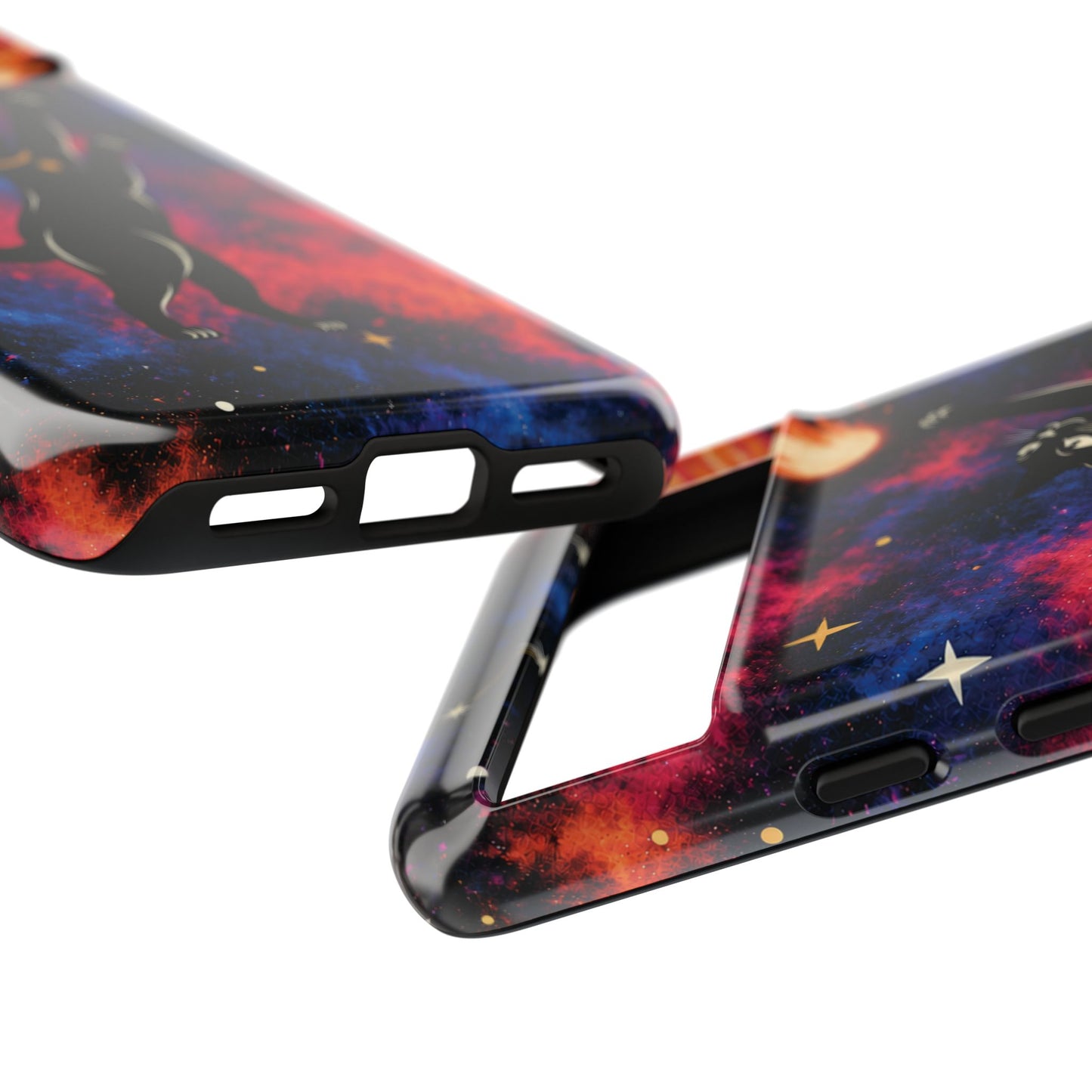 Whimsical Multicolour Celestial Black Cat Phone Case