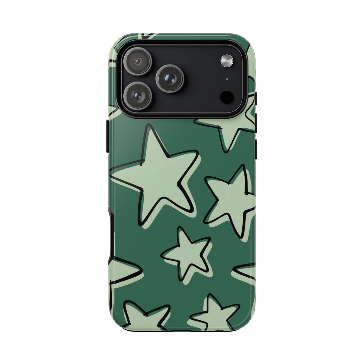 Forest Green Doodle Star Phone Case - Green Phone Case - iPhone 18 Pro Max / Glossy