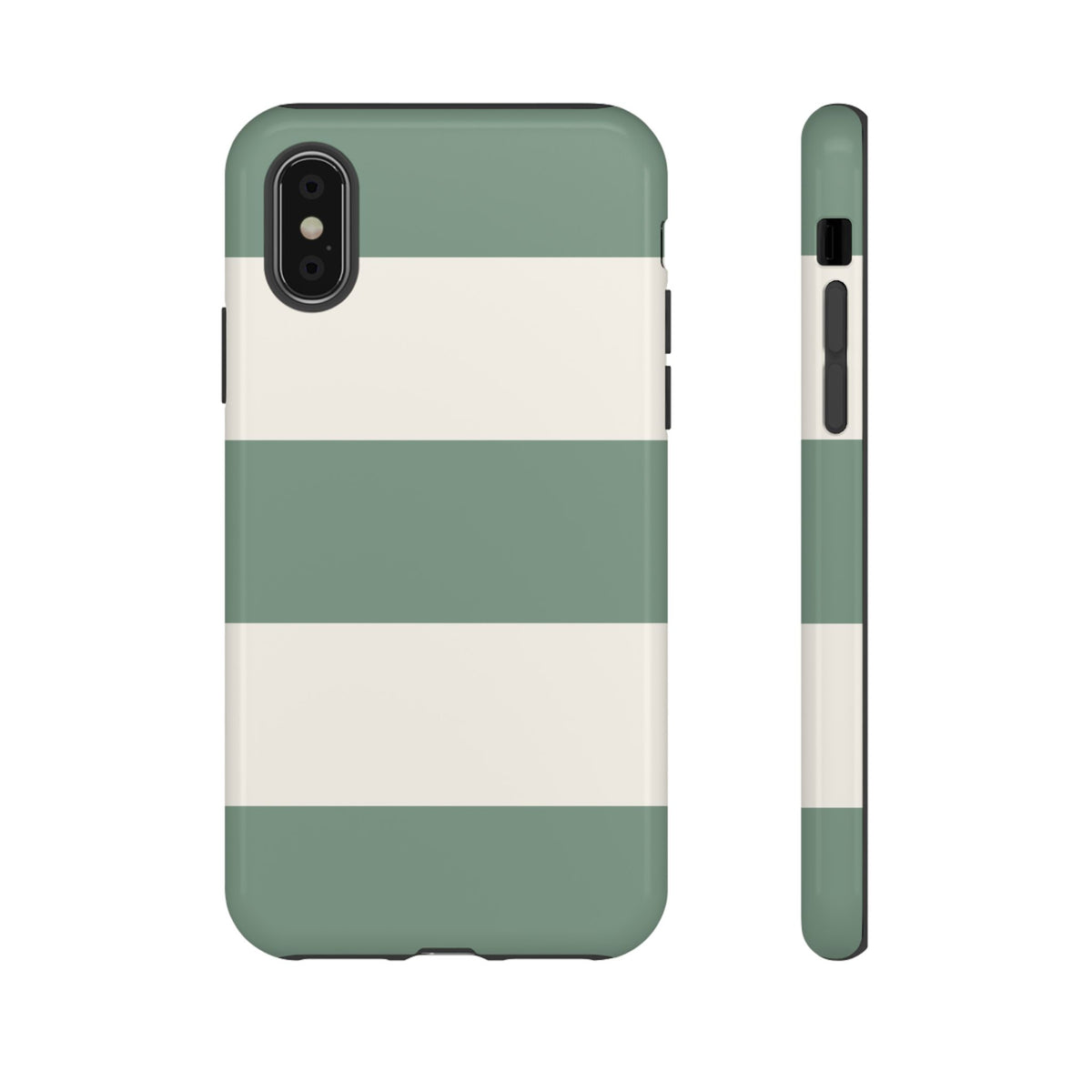 Green & White Horizontal Stripe Pattern Phone Case - Green Phone Case - iPhone XS / Glossy