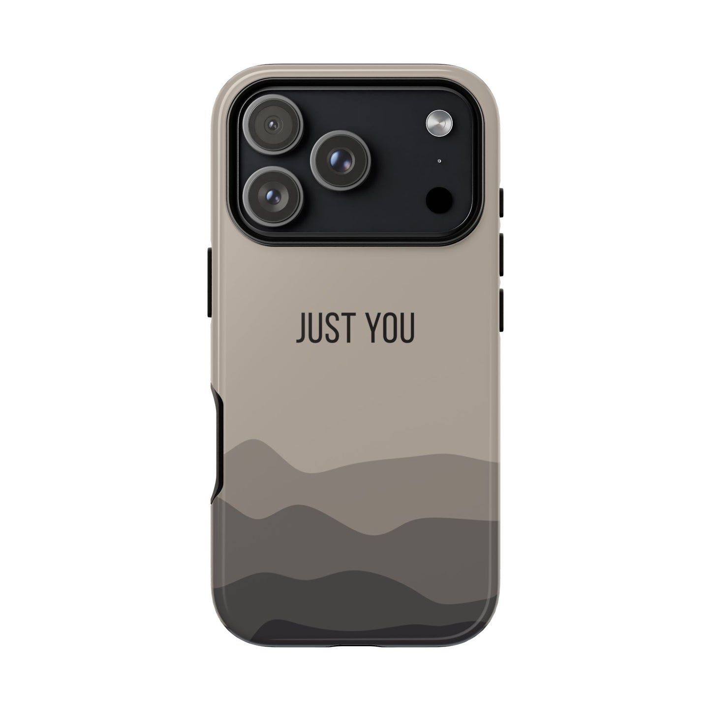 iPhone 17 Pro / Glossy Phone Case - Minimalist Beige Waves ’Just You’ Statement Phone Case