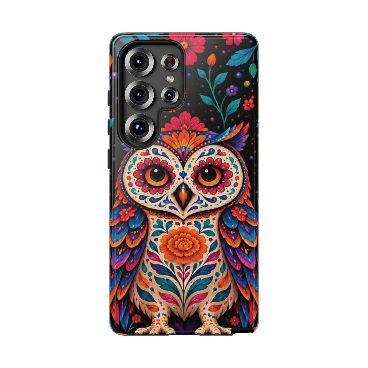 Vibrant Orange and Turquoise Calavera Owl Phone Case - Multicolor Phone Case - Samsung Galaxy S25 Ultra / Glossy