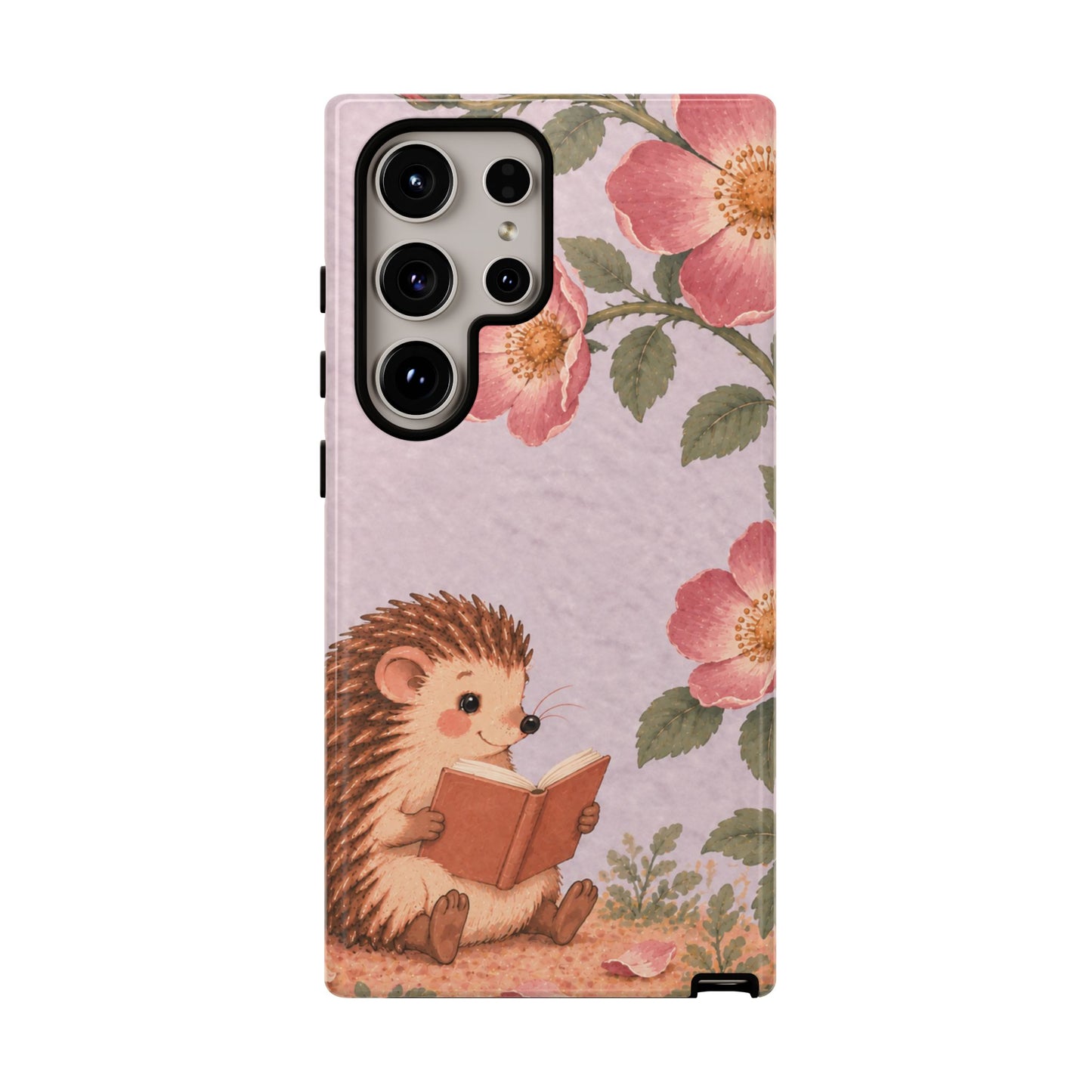 Whimsical Lilac Hedgehog and Wild Rose Phone Case - Purple Phone Case - Samsung Galaxy S24 Ultra / Glossy