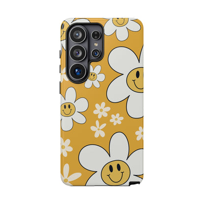 Fun Retro Daisy Pattern with Yellow Background Phone Case - Yellow Phone Case - Samsung Galaxy S26 Ultra / Glossy