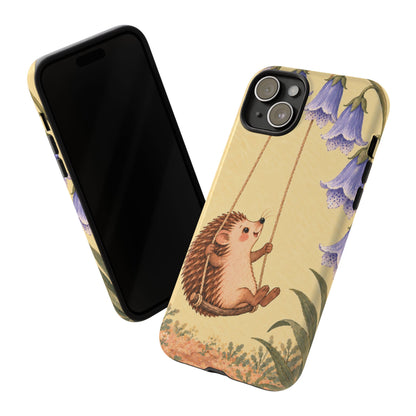 Whimsical Buttercream Hedgehog and Bluebell Phone Case - Yellow Phone Case