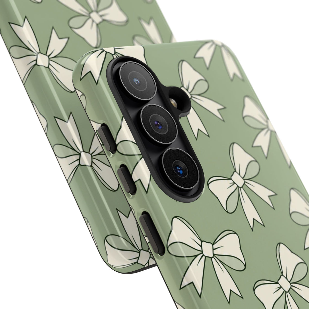 Chic Sage Green Bow Pattern Phone Case