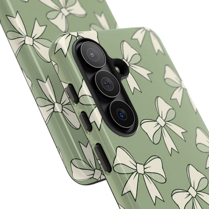 Chic Sage Green Bow Pattern Phone Case
