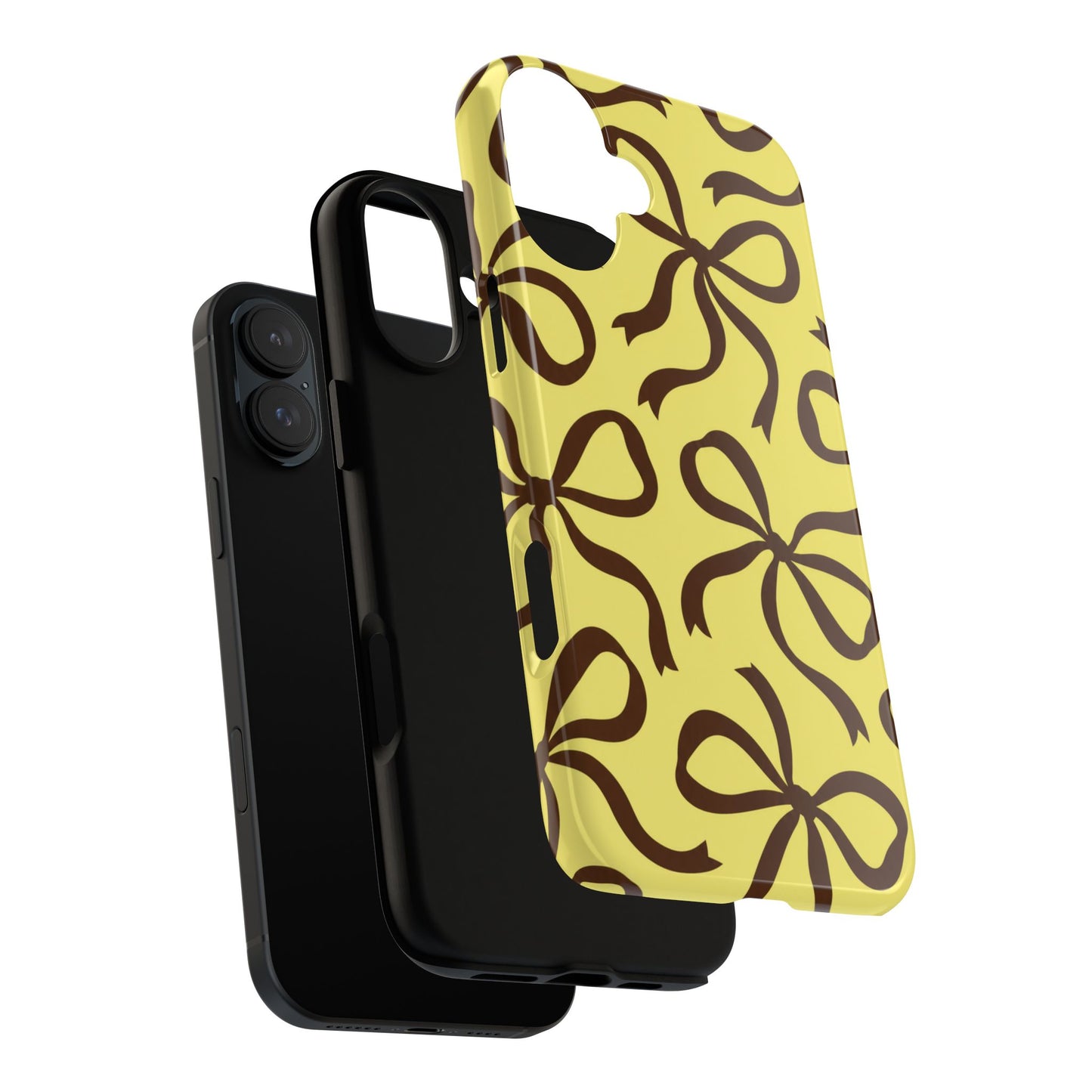 Bold Butter Yellow and Chocolate Brown Bow Pattern Phone Case