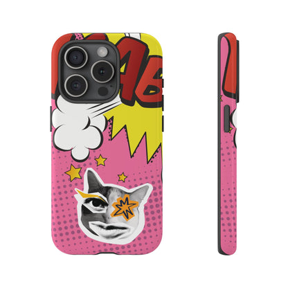 Bold Pink Pop Art Cat Phone Case - Pink Phone Case - iPhone 15 Pro / Glossy
