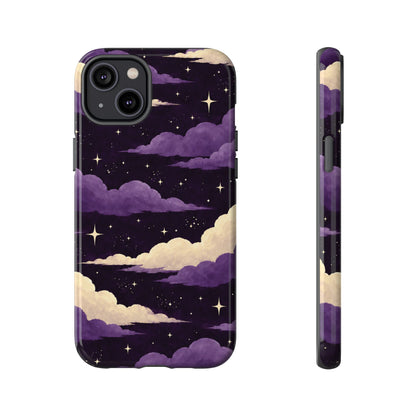 Illustrated Purple Clouds & Stars Phone Case