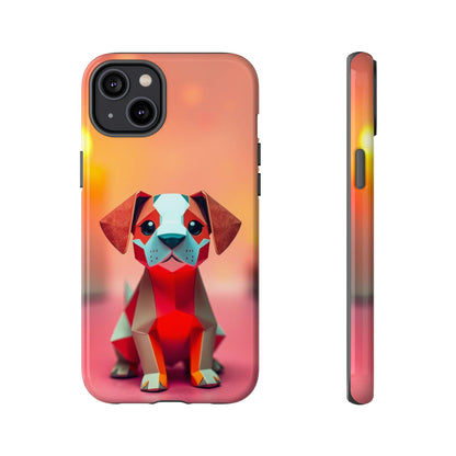 iPhone 14 Plus / Glossy Phone Case - Origami Dog Design Phone Case